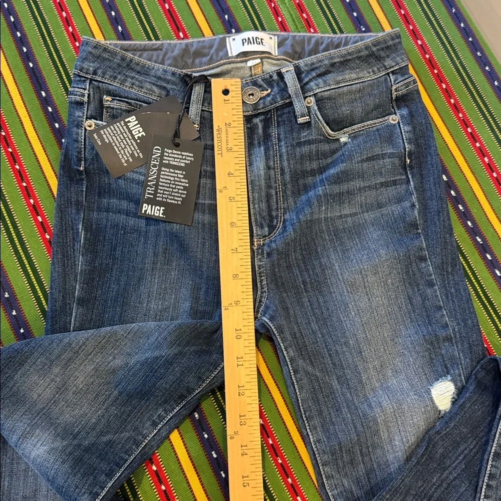 PAIGE High Rise Bell Canyon Flare Jeans Silas Destructed Size 27